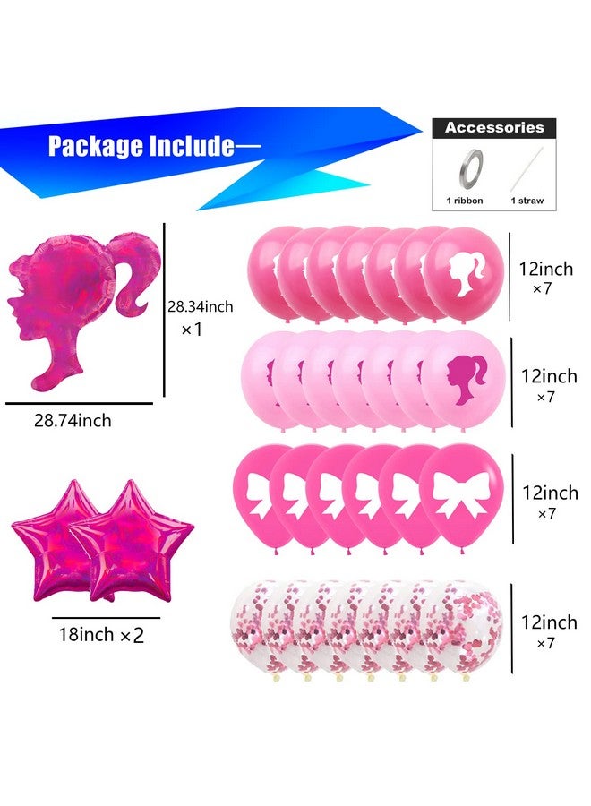 CYMYLAR CYMYLAR Pink Girl Balloons - 31pcs, Pink, Girls Birthday Party Balloons  - Image 2
