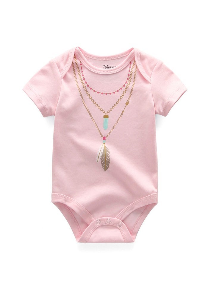 3-piece set of pure cotton jumpsuits for infants and young children, short-sleeved crawling clothes - Image 3
