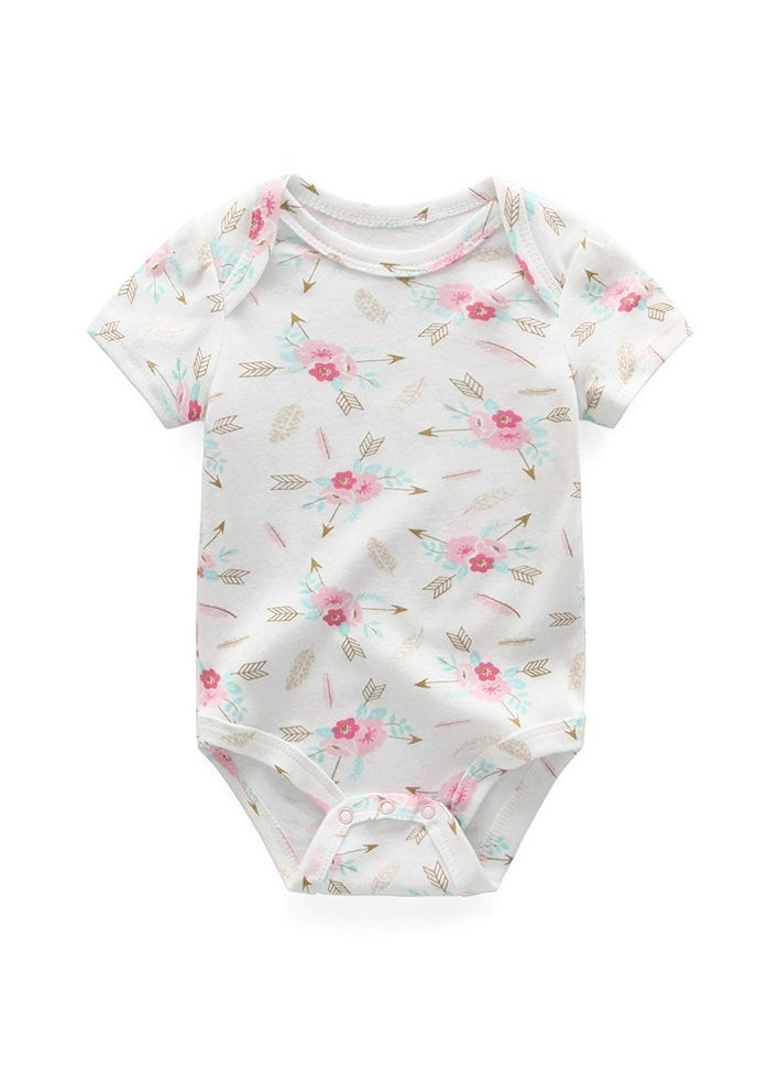 3-piece set of pure cotton jumpsuits for infants and young children, short-sleeved crawling clothes - Image 2