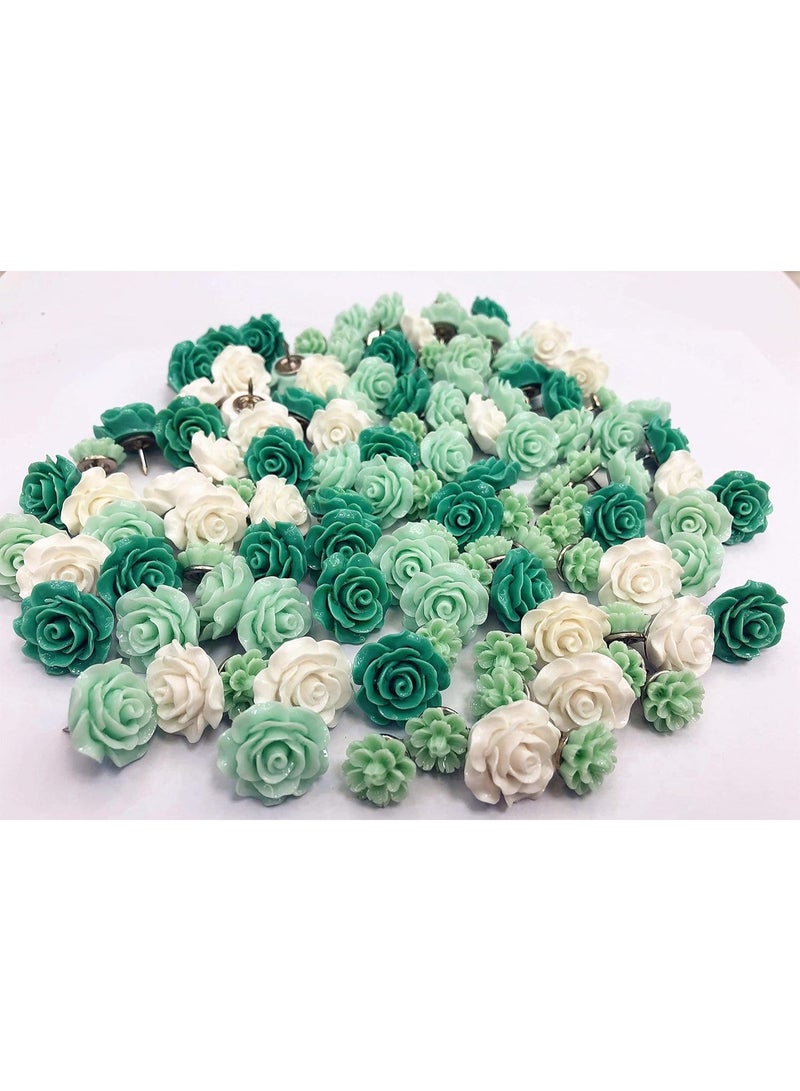 Temoyj 24Pcs Decorative Pushpins,Cork Board Tacks,Bulletin Board Tacks,Thumb Tack Decorative for CorkBoard, Office Organization or Home, Green - Image 3