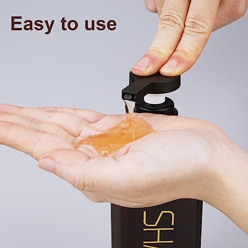 Hethyo Shampoo and Conditioner Dispenser Shower Soap Bottles 3 Pack 550ml/18.6oz Refillable Shampoo Pump Bottle Dispenser Plastic Empty Body Wash Dispensers with Stylish Permanent Labels for Bathroom (Brown) - Image 4