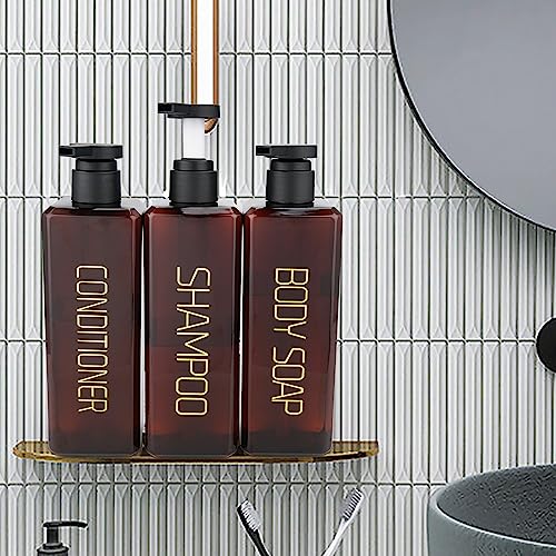 Hethyo Shampoo and Conditioner Dispenser Shower Soap Bottles 3 Pack 550ml/18.6oz Refillable Shampoo Pump Bottle Dispenser Plastic Empty Body Wash Dispensers with Stylish Permanent Labels for Bathroom (Brown) - Image 5