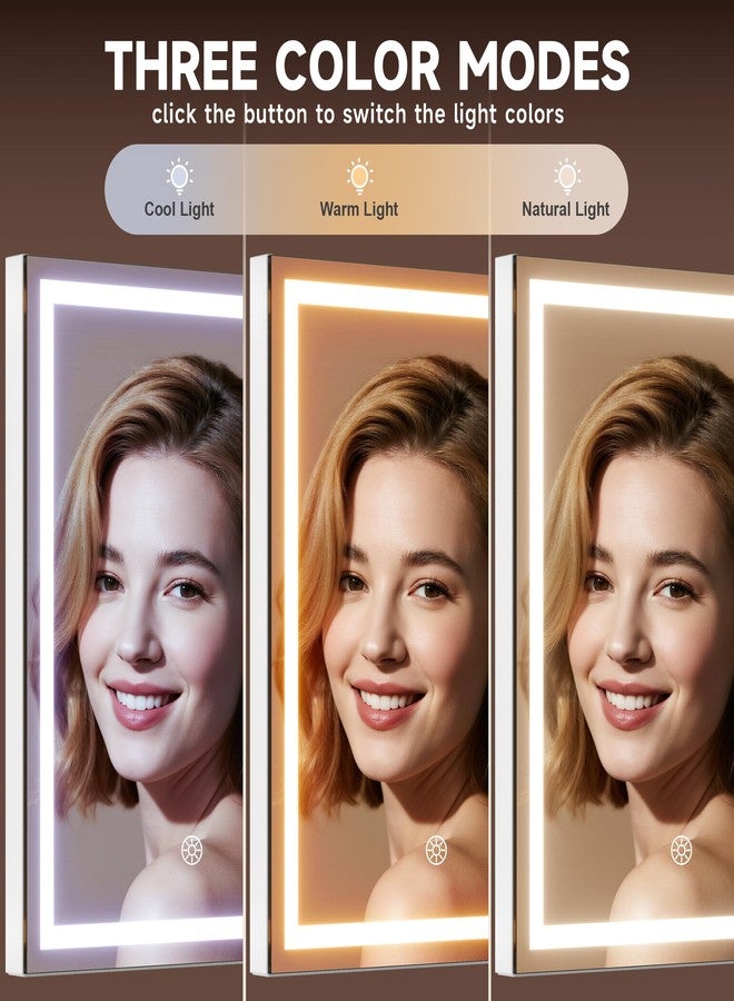 MINISO Vanity Mirror with Lights, 13.8" x 11" LED Makeup Mirror, Light & Brightness Adjustment, Smart Sensor, 360°Rotation, Aluminum Alloy Metal White Frame, with 5X Magnifying Glass - Image 3