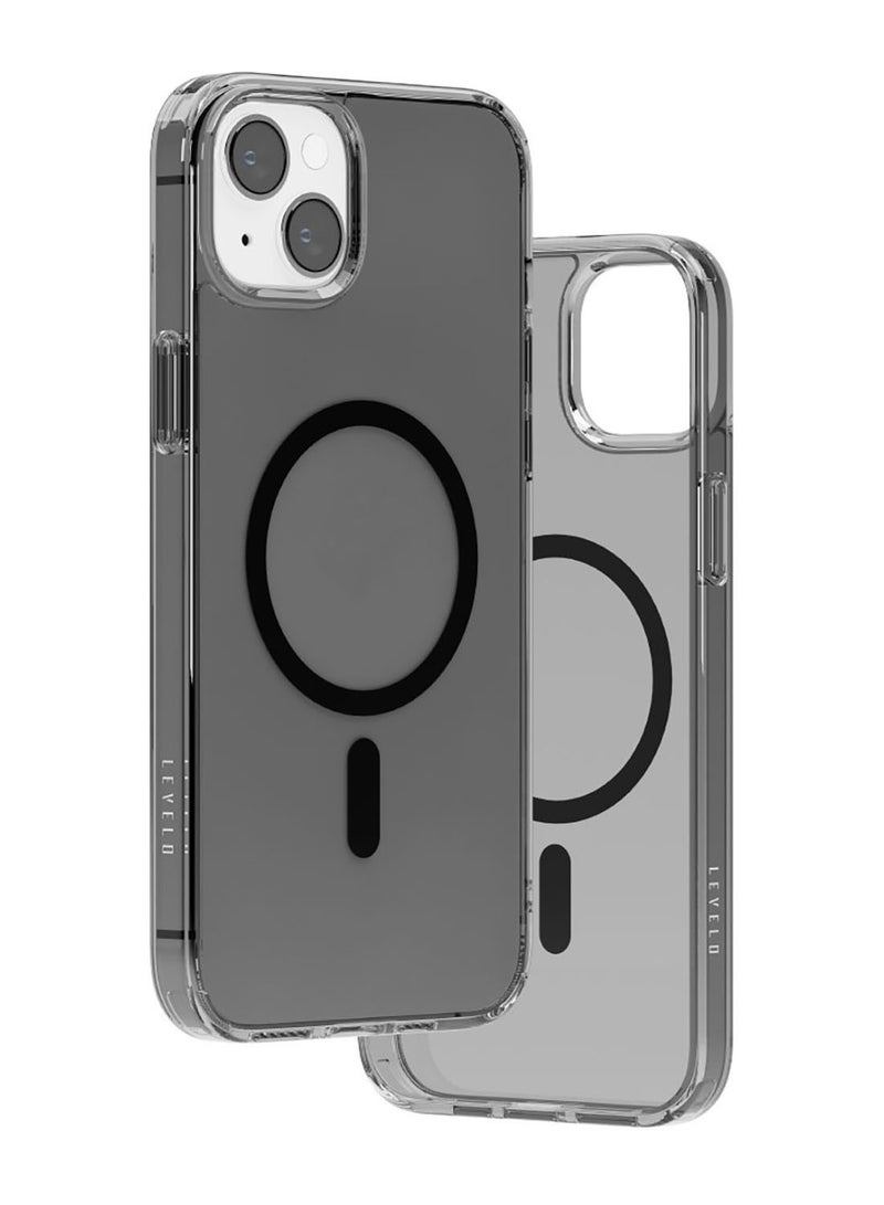 LEVELO MagSafe Clara iPhone 14 Plus Clear Back Case - Grey Clear - Image 2