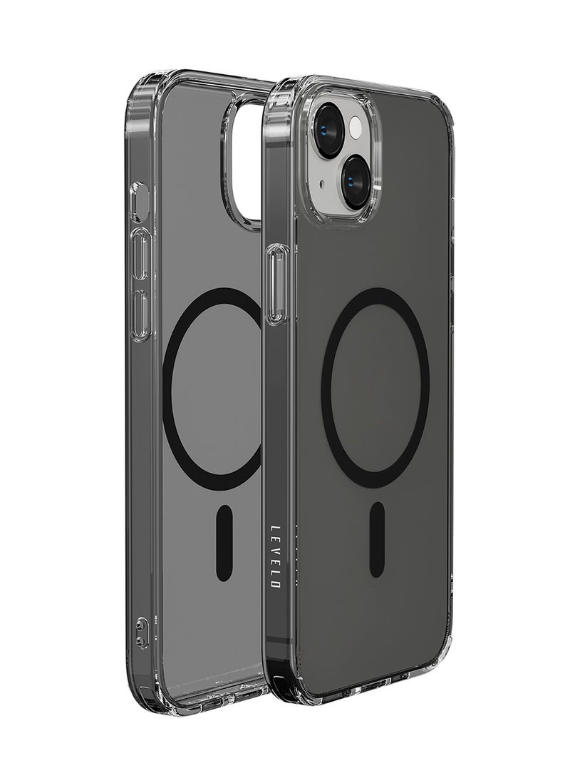 LEVELO MagSafe Clara iPhone 14 Plus Clear Back Case - Grey Clear - Image 1