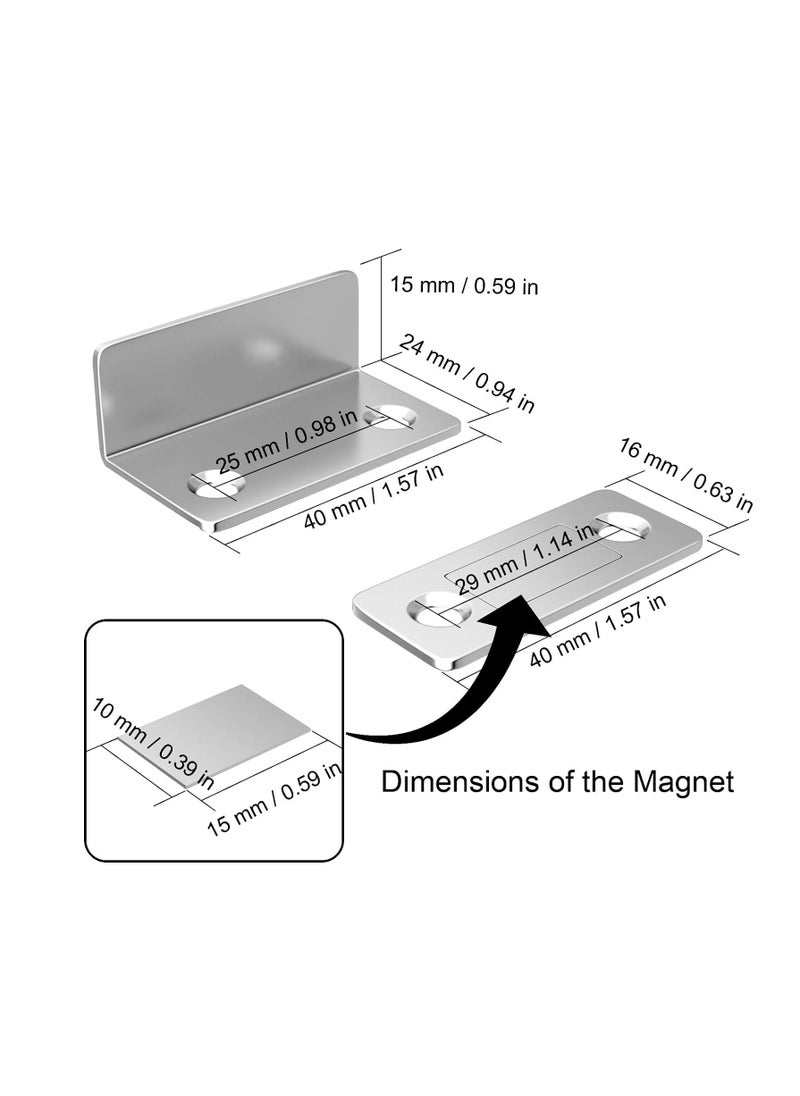 Generic 4-pack magnetic door buckles, ultra-thin cabinet magnets, stainless steel cabinet door magnetic buckles  - Image 2