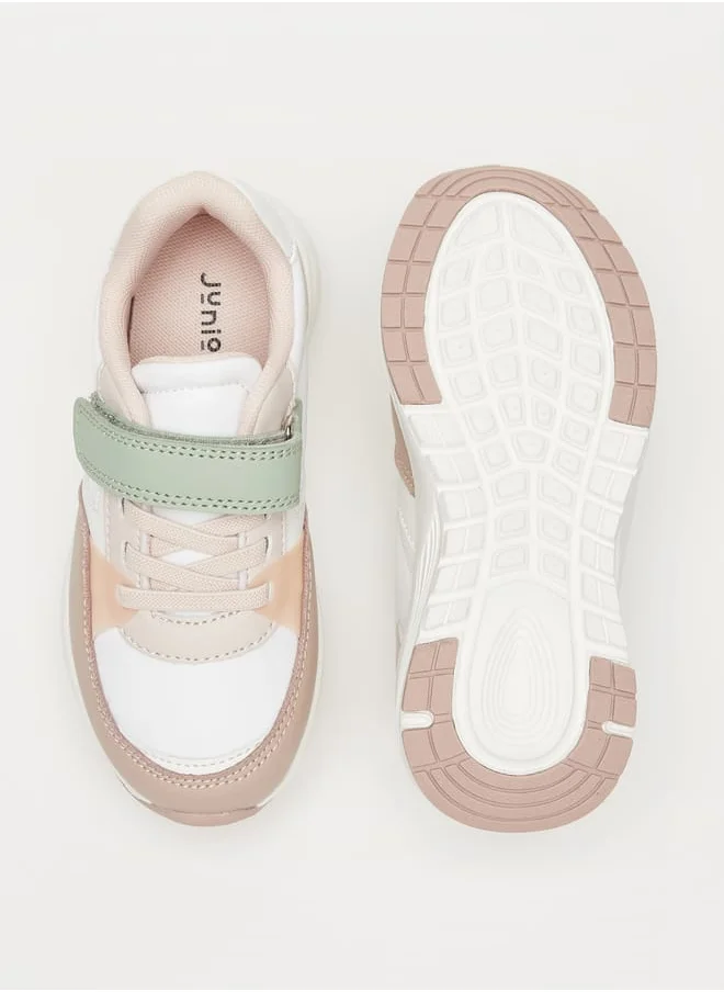 جونيورز Colourblock Sneakers with Hook and Loop Closure