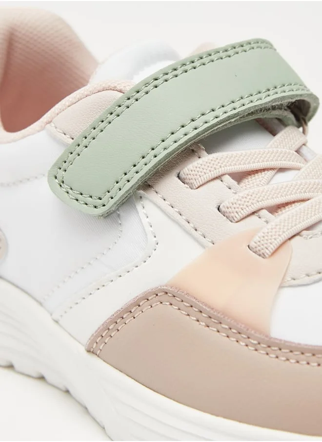 جونيورز Colourblock Sneakers with Hook and Loop Closure