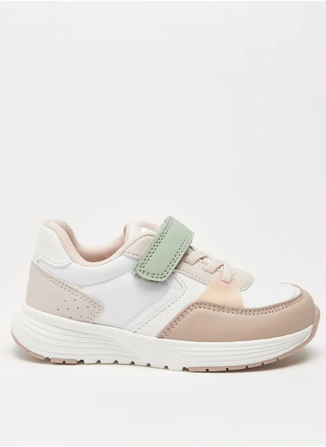 جونيورز Colourblock Sneakers with Hook and Loop Closure