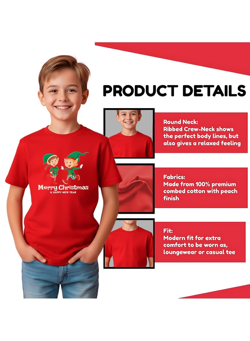 برينت شوب فور مي تي شيرت عيد ميلاد سعيد للأطفال - تي شيرت قطني بأكمام قصيرة للجنسين ورقبة دائرية - ملابس للعطلات للأولاد والبنات - تي شيرت ناعم ومريح للحفلات - Image 5