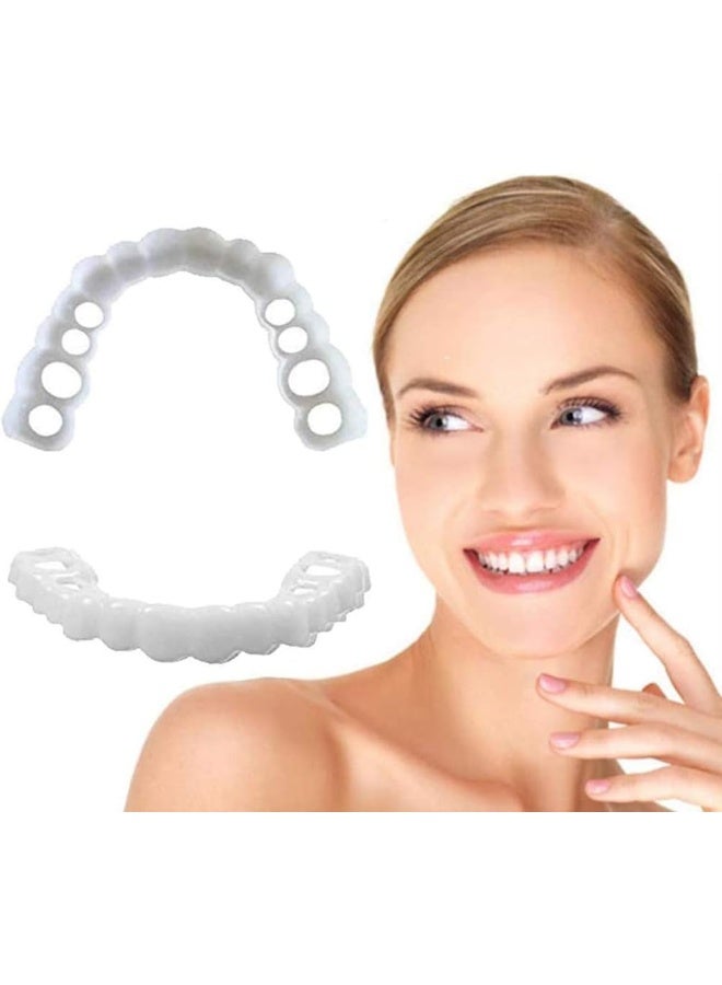 Generic TBBA 4PCS/Set Upper Lower Teeth Magic Teeth Temporary Cosmetic Teeth, for Comfort Fit, Snap On, Flex Fits Prevently Quick Dentures  - Image 1
