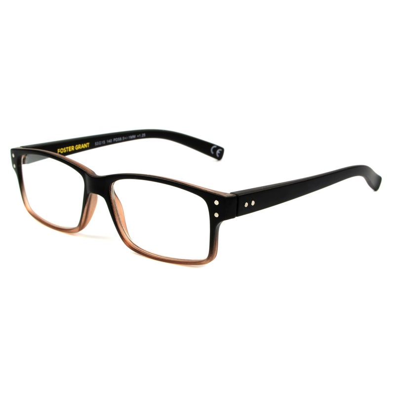 Foster Grant Mens Thomson Rectangular Reading Glasses BrownTransparent 59 mm