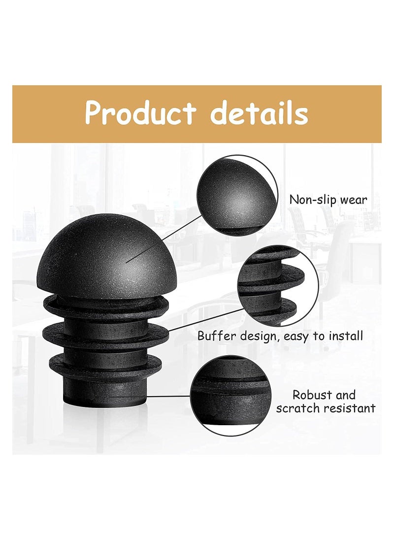 24 Pieces Chair Leg Caps, Plastic Tube Inserts Round End Plugs Tube Domed Inserts Furniture Leg Covers Non-Slip Leg Inserts Plastic Plug Protectors for Chairs Table Legs (1.6 x 2.1 cm) - Image 2