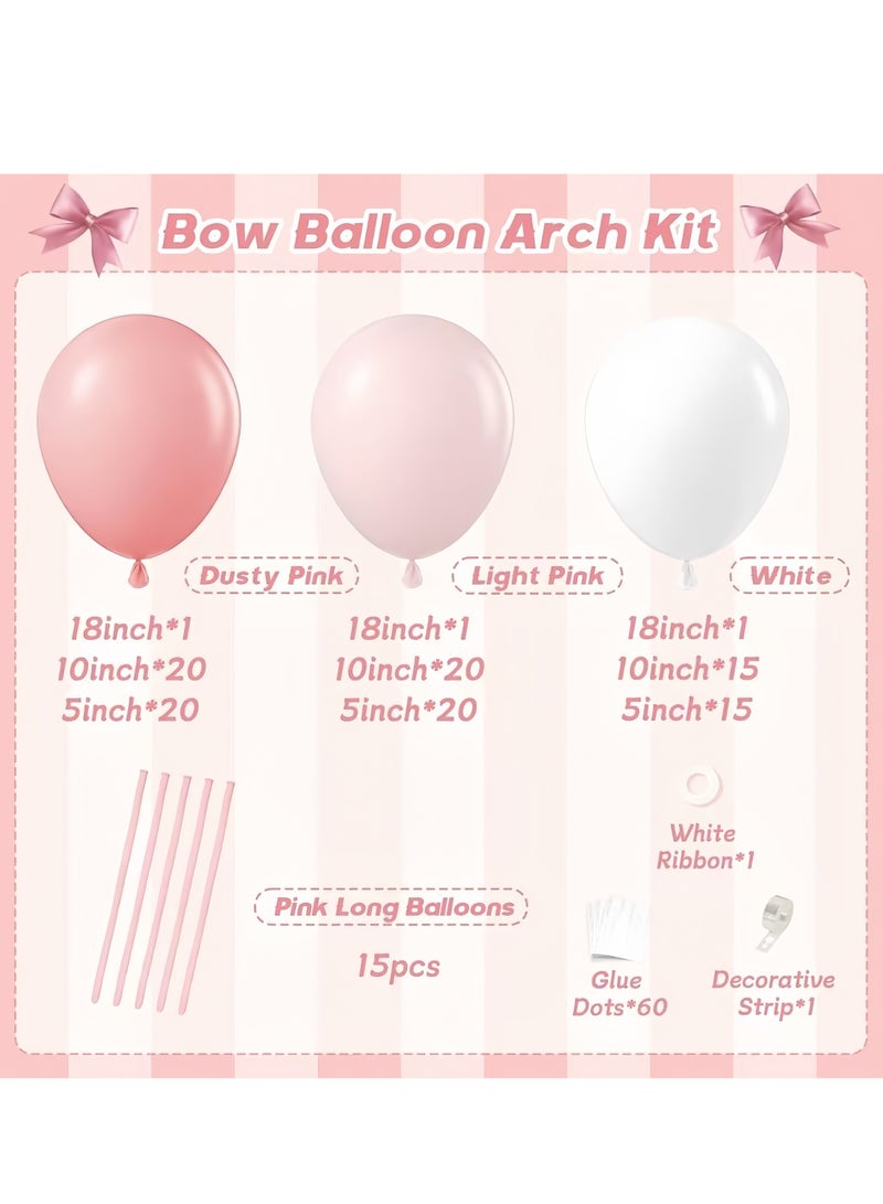 121Pcs Pink Bow Series Decorative Balloon Arch Garland Set,Perfect for Graduation Baby Shower Wedding Birthday Bachelorette Party Backdrop Decoration,Suitable for Indoor and Outdoor(Includes Balloon Pump) - Image 2