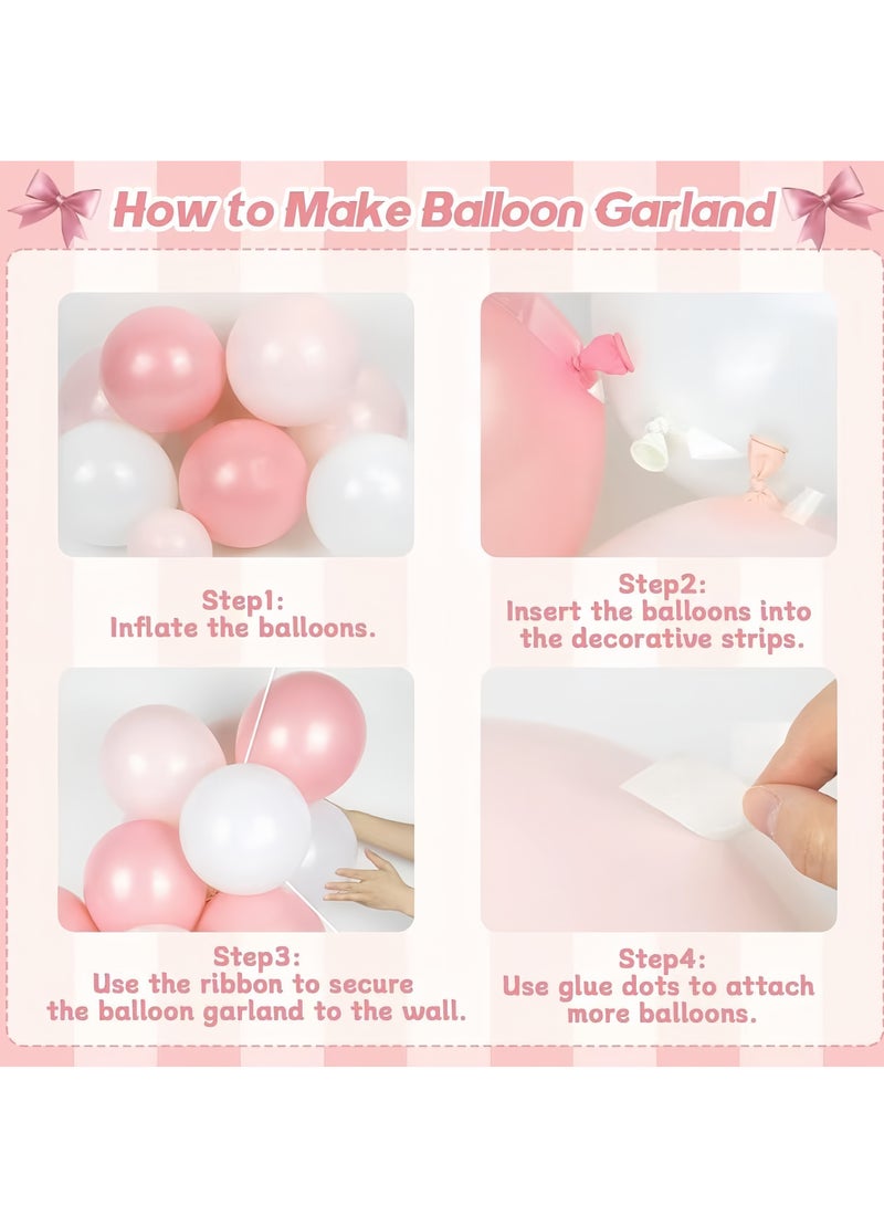 121Pcs Pink Bow Series Decorative Balloon Arch Garland Set,Perfect for Graduation Baby Shower Wedding Birthday Bachelorette Party Backdrop Decoration,Suitable for Indoor and Outdoor(Includes Balloon Pump) - Image 3