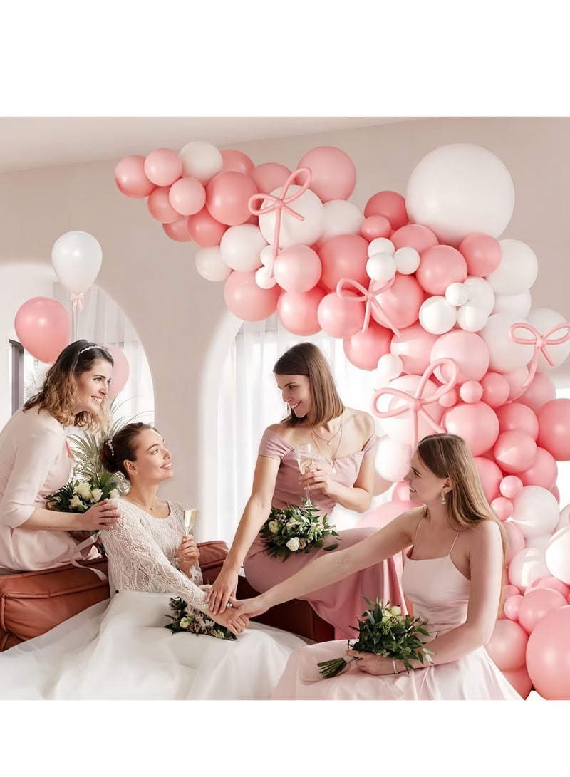 121Pcs Pink Bow Series Decorative Balloon Arch Garland Set,Perfect for Graduation Baby Shower Wedding Birthday Bachelorette Party Backdrop Decoration,Suitable for Indoor and Outdoor(Includes Balloon Pump) - Image 5