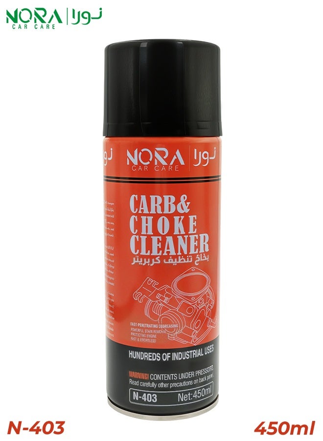 NORA Car Care Carb & Choke Cleaner Spray (N-403) - 450ml | Removes Carbon Deposits, Varnish & Gum | Improves Engine Performance, Fuel Economy & Frees Sticky Mechanism | Multi-Purpose Extra-Powerful Formula - Image 1
