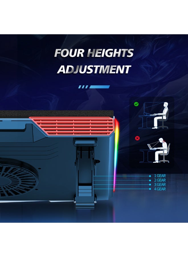 COOLCOLD Gaming Laptop Cooling Pad, RGB Laptop Cooler with 3 Powerful Turbofans, 5 Height Adjustable Laptop Cooling Stand, 5 Fan Speed Touch Control, Seal Memory Foam for Cooling 12-19.3 inch Laptop - Image 5