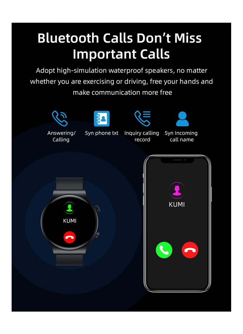 Kumi - KUMI GT5 Pro Smartwatch 1.32'' HD Screen with Bluetooth Call Multiple Sport Modes Heart Health SpO2 Measurement - Sliver - Image 1