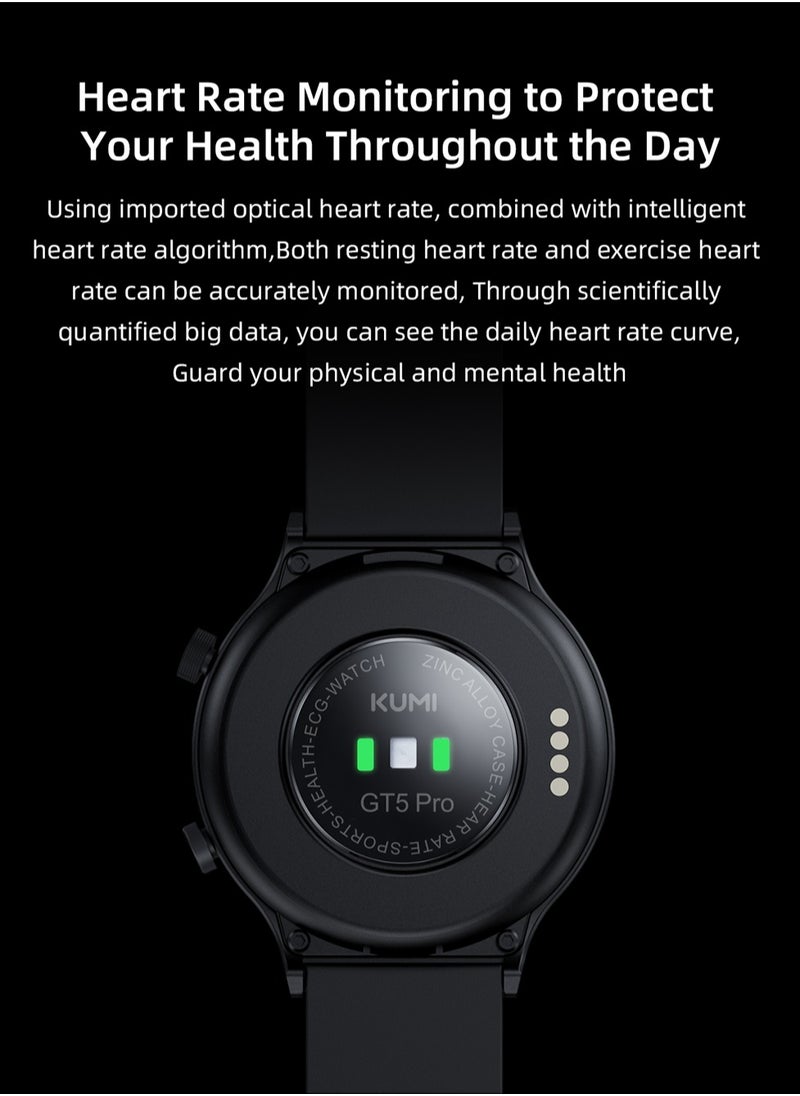 Kumi KUMI GT5 Pro Smartwatch 1.32'' HD Screen with Bluetooth Call Multiple Sport Modes Heart Health SpO2 Measurement - Sliver  - Image 5