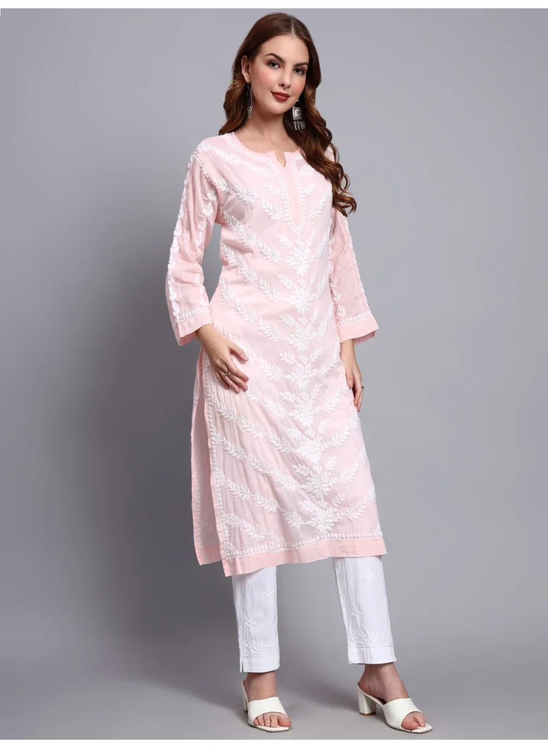 Alaya Peach Women Hand Embroidered Chikankari Cotton Kurta -AL3757 for Women | Best Price UAE
