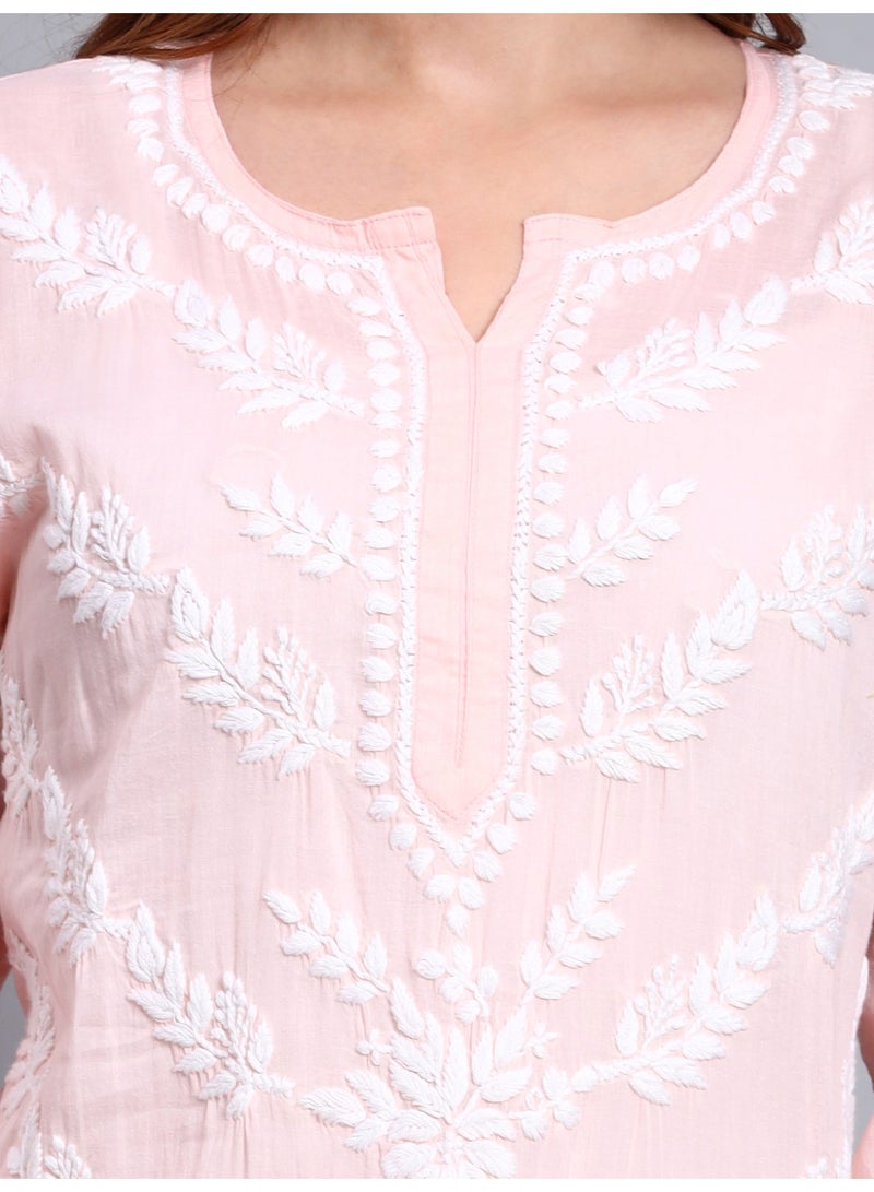 Alaya Women Hand Embroidered Chikankari Cotton Kurta -AL3757 - Image 5