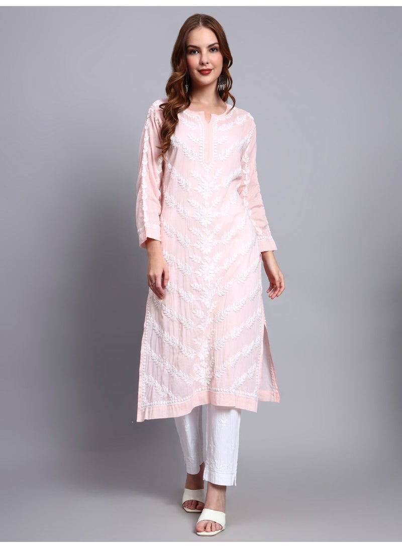 Alaya Women Hand Embroidered Chikankari Cotton Kurta -AL3757 - Image 1