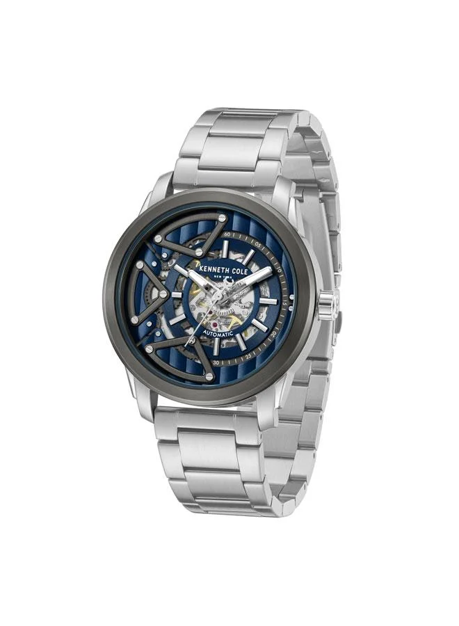 Kenneth Cole New York Skyscrapper Men's 44mm Automatic Watch with Blue Dial & Stainless Steel Bracelet