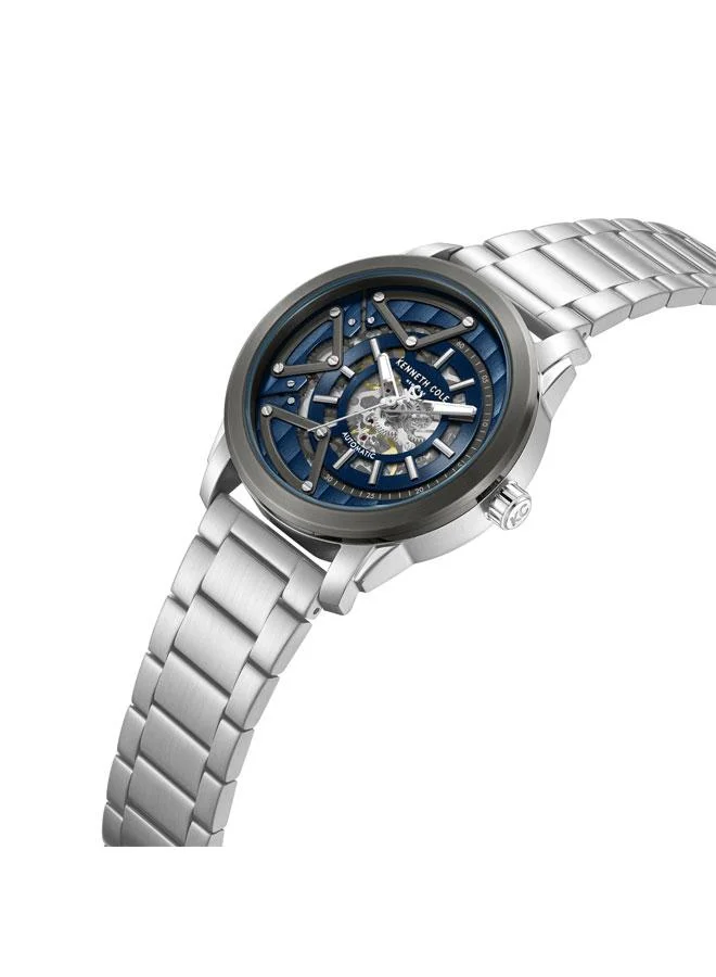 Kenneth Cole New York Skyscrapper Men's 44mm Automatic Watch with Blue Dial & Stainless Steel Bracelet