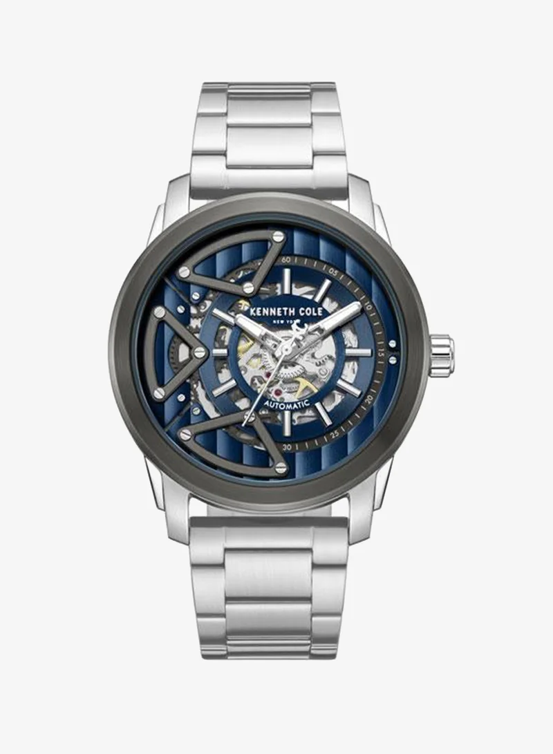 Kenneth Cole New York Skyscrapper Men's 44mm Automatic Watch with Blue Dial & Stainless Steel Bracelet