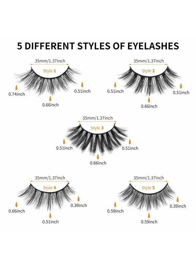 DYSILK 5 Pairs 6D Mink Eyelashes Faux Natural Fluffy Cross False Eyelashes Wispy Long Extension Fake Eyelashes Dramatic Thick Soft Eyelashes Reusable Pack 5 Styles Mixed Lashes|005-(15mm-18mm) - Image 3
