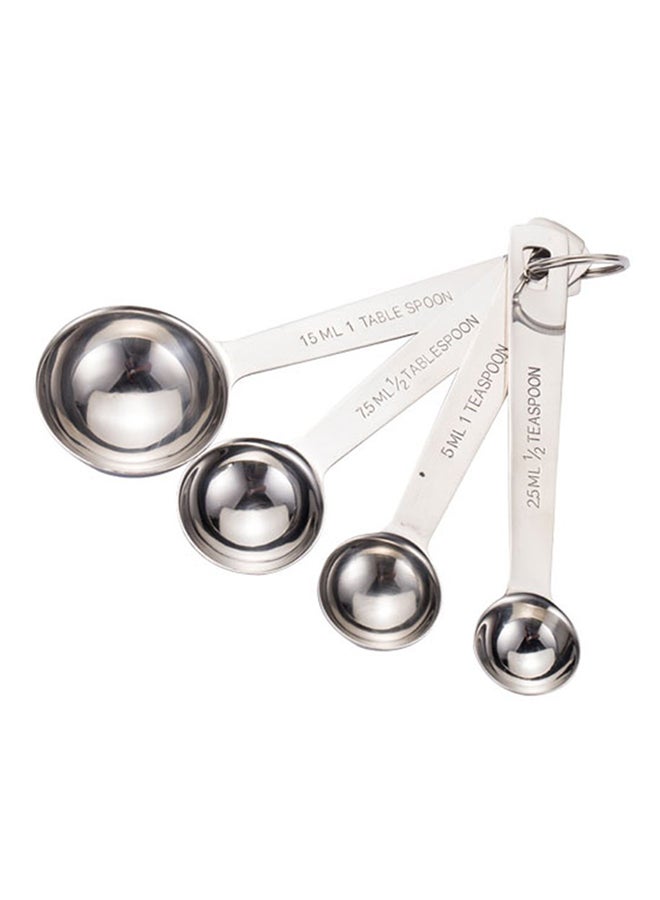 ماي لايف أونيت طقم ملاعق قياس من الإستانلس ستيل من 4 قطع فضي 5.11بوصة - Image 1