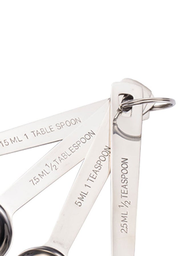 ماي لايف أونيت طقم ملاعق قياس من الإستانلس ستيل من 4 قطع فضي 5.11بوصة - Image 3