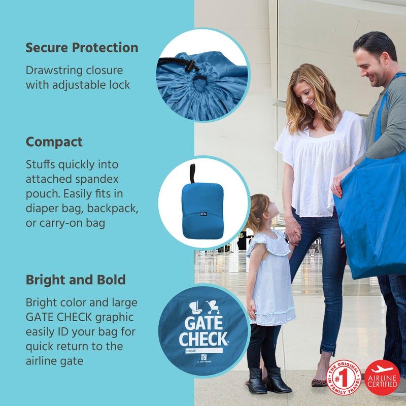 J.L. Childress Gate Check Bag for Car Seats & Strollers - Travel Bag for Airplane, Fits Most Baby & Infant Car Seats, Most Single & Double Strollers, Airport Accessories for Gate Check - Deluxe, Blue - Image 2