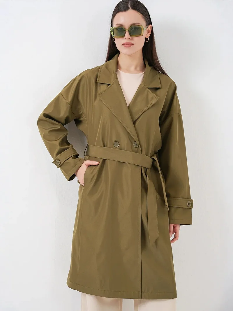 BIG DART BDART Belted Long Trench Coat with Jacket Collar