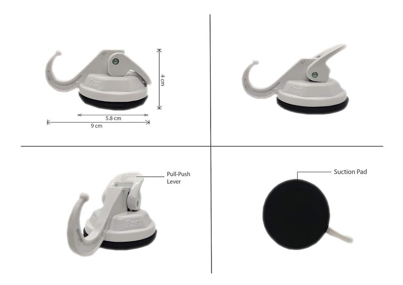 Vacc Fast Acrylic Heavy Duty Vacuum Based Suction Hooks Big Size Wall Hook Hanger and Holder Specialized for Kitchen Bathroom Restroom Organization Pack of 3 White - Image 3