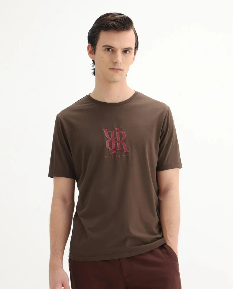 Rare Rabbit Men's Regular Fit Graphic Print T-Shirt