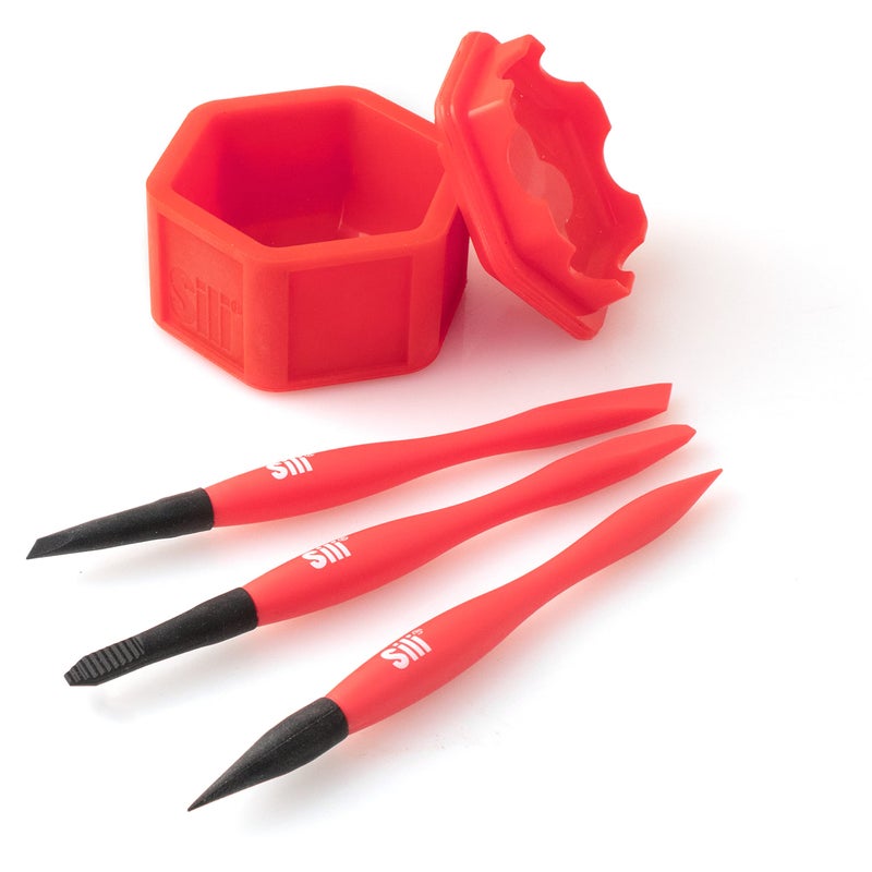 Sili Non-Stick Micro Silicone Glue Brush Wood Glue Applicator Set | Fine, Chiseled, Flat Tapered Tip Wood Glue Spreader | Sealable Lid Glue Pod | Silicone Glue Brushes Woodworking, Arts, Crafts, Hobby - Image 1