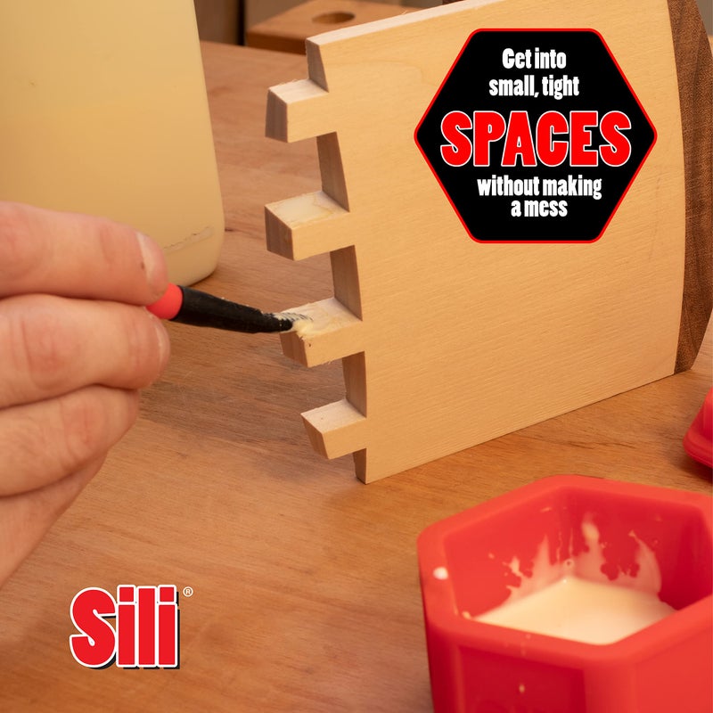 Sili Non-Stick Micro Silicone Glue Brush Wood Glue Applicator Set | Fine, Chiseled, Flat Tapered Tip Wood Glue Spreader | Sealable Lid Glue Pod | Silicone Glue Brushes Woodworking, Arts, Crafts, Hobby - Image 5