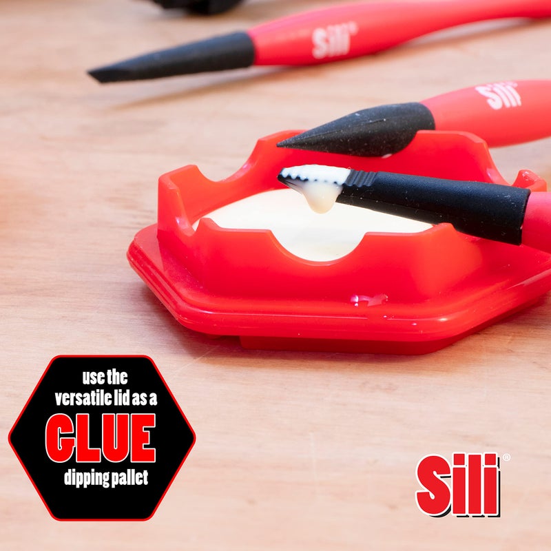 Sili Non-Stick Micro Silicone Glue Brush Wood Glue Applicator Set | Fine, Chiseled, Flat Tapered Tip Wood Glue Spreader | Sealable Lid Glue Pod | Silicone Glue Brushes Woodworking, Arts, Crafts, Hobby - Image 4
