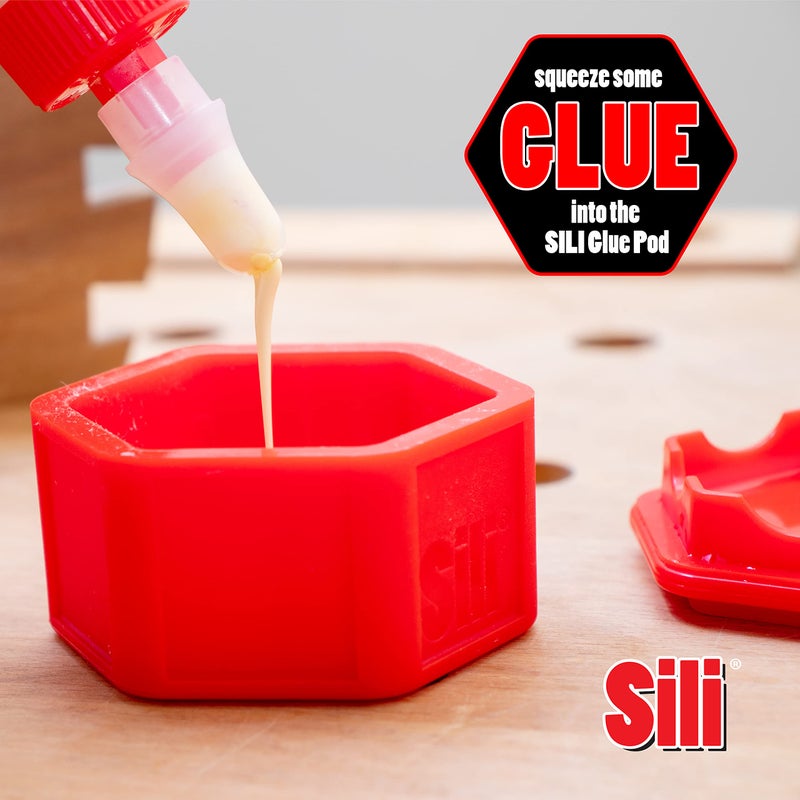Sili Non-Stick Micro Silicone Glue Brush Wood Glue Applicator Set | Fine, Chiseled, Flat Tapered Tip Wood Glue Spreader | Sealable Lid Glue Pod | Silicone Glue Brushes Woodworking, Arts, Crafts, Hobby - Image 2