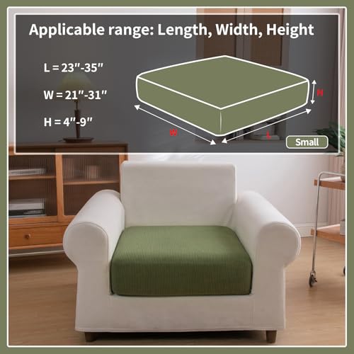 OHSIO Sectional Couch Covers, Wear Resistant Stretch Sofa Covers Washable Soft Couch Cushion Covers Anti Slip Furniture Protector Sofa Slipcovers for Pets (1 Piece Chair Cover, Green) - Image 2