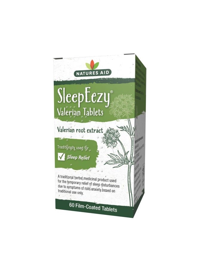 Natures Aid SleepEezy Valerian Root Tablets, Relief of Sleep disturbances, Vegan 60 Tablets - Image 1