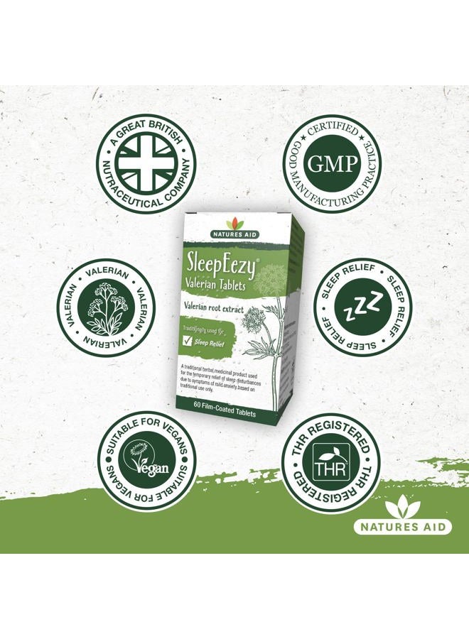 Natures Aid SleepEezy Valerian Root Tablets, Relief of Sleep disturbances, Vegan 60 Tablets - Image 4