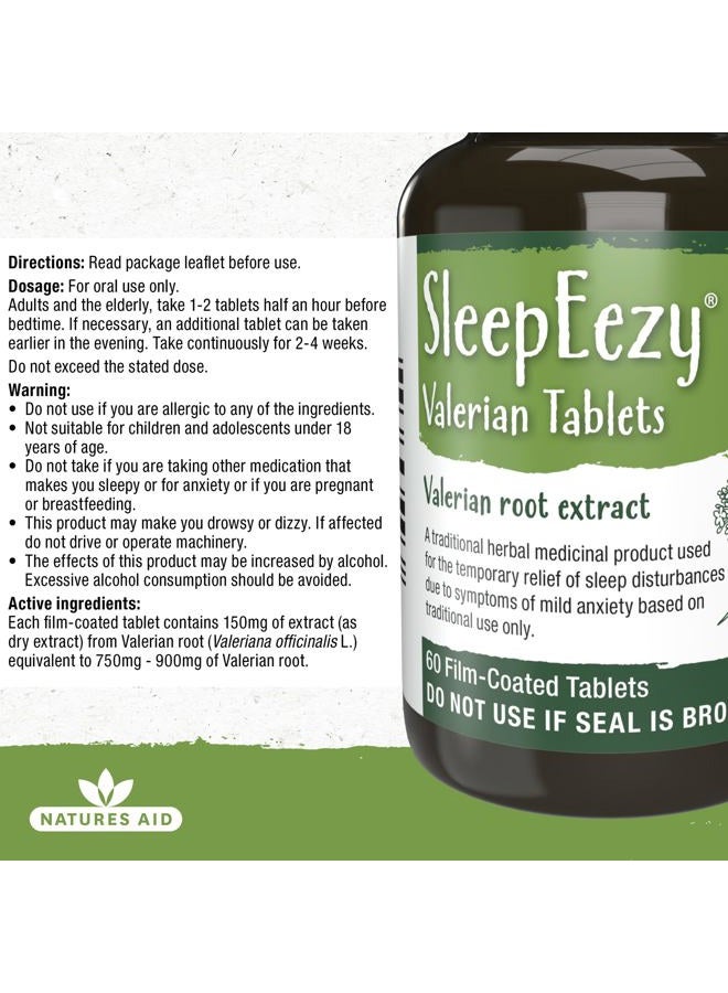 Natures Aid SleepEezy Valerian Root Tablets, Relief of Sleep disturbances, Vegan 60 Tablets - Image 5
