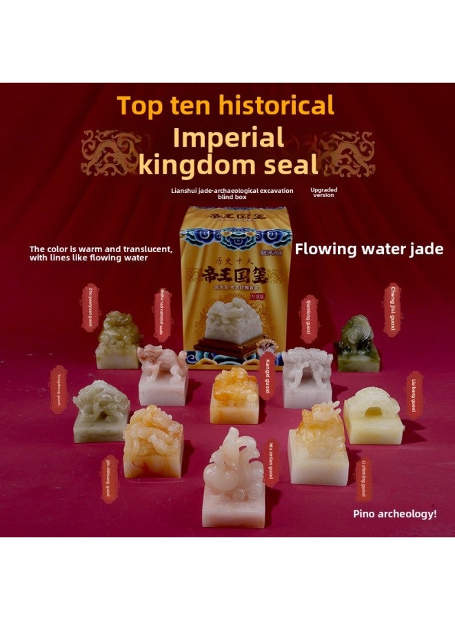 Pinot Archaeological Excavation Blind Box Imperial Seal Ancient Emperor Jade Seal Running Water Jade Hand Excavation Gem Toy-Color:On-site Version Of Running Water Jade [Kangxi National Seal] To Send Inkpad + Full Set Of Tools  - Image 5