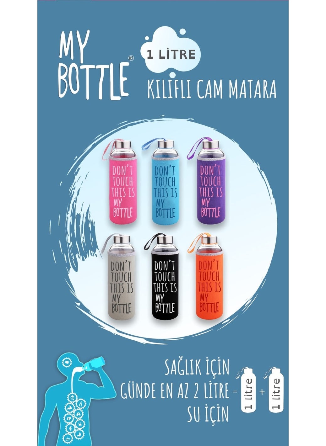 My Bottle - Borosilicate Glass Flask 1000 ml Water Bottle 1lt - Image 1