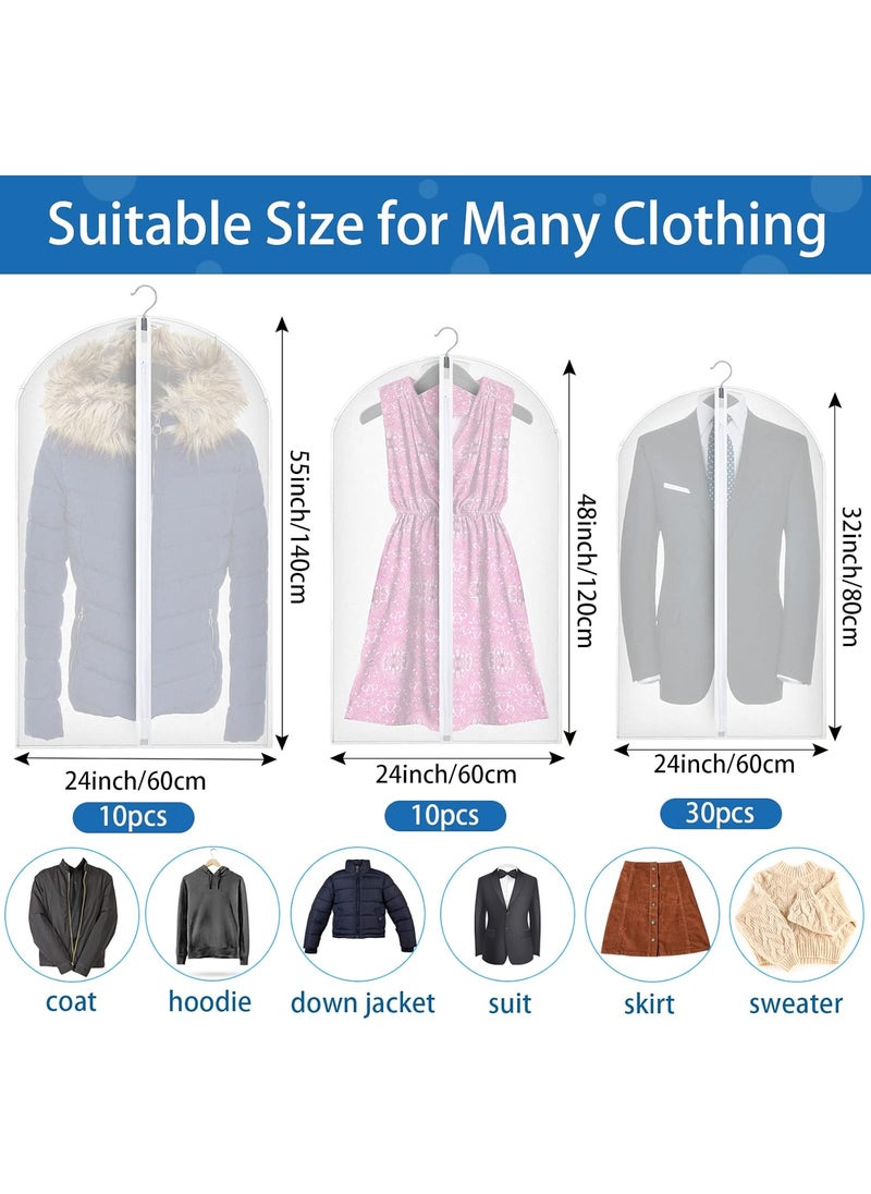 Sratte 50 Pcs 32 48 55 Clear Garment Bag for Hanging Clothes Covers Lightweight Suit Bags Bulk with Zipper for Dress Jacket Coat Uniform Shirt Closet Travel Storage Dust Prevention  - Image 2