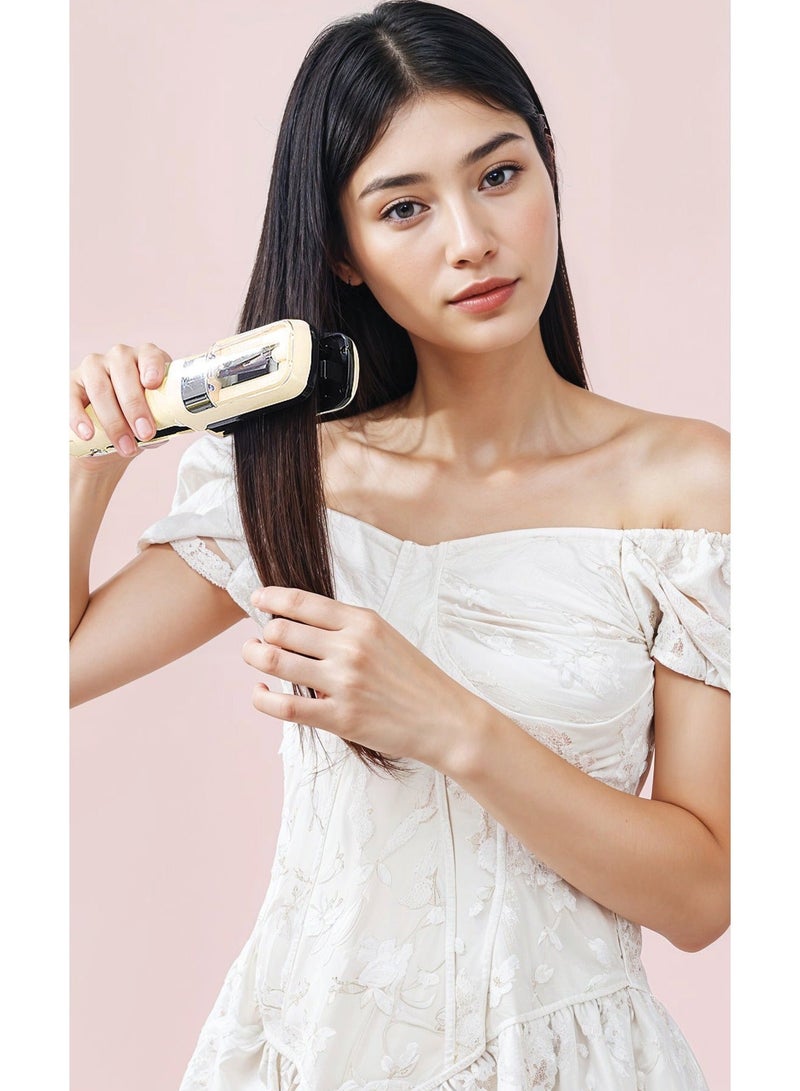 porodo Lifestyle Cordless 2-in-1 Hair Straightener & Split End Trimmer / Blue Light Hair Repair / Visible Hair Cutting / 15W Max Power / 500mAh Rechargeable Battery / Type-C Charging - Cream - Image 2