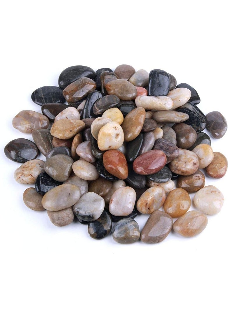 Home zone 5 Pounds (2.25KG) River Rocks Pebbles 1-2 Inches Garden Outdoor Decorative Stones Natural Polished Mixed Colour Stones  - Image 1